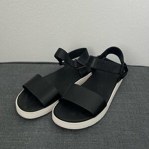 VINCE Black Sandals with White Soles